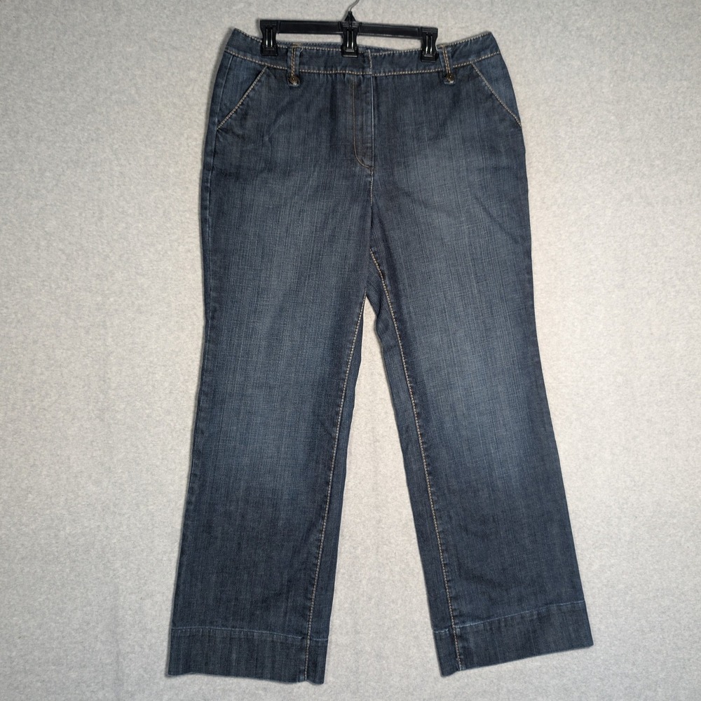 Talbots High Rise Jeans Womens 16 Dark Blue Straight‎ Leg Classic Every Day